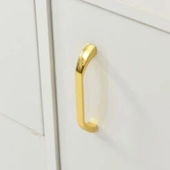 Buffet 140 X 20 X 85 Avec 1 Porte, 3 Tiroirs, 2 Compartiments En Verre, Meuble De Rangement De Large Espace, Commode D’étagère Pour Salon Ou Cuisine, Blanc -Homcomes Boutique 100281796 4