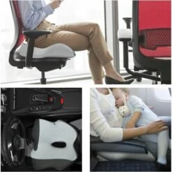 Coussin De Siège, Coussin Chaise Bureau Mémoire De Forme, Coussin Coccyx Pour Soulager Hémorroïdes, Douleurs Lombaires Et Sciatique, Coussin Ergonomique Pour Chaise Bureau Voiture, Gris 45040095mm -Ve -Homcomes Boutique 100345482 5