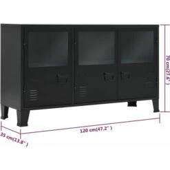 Buffet Métal De Style Industriel 120 X 35 X 70 Cm Noir VidaXL -Homcomes Boutique 10259969 3