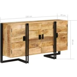 Buffet Bois De Manguier Massif 150 X 40 X 80 Cm VidaXL -Homcomes Boutique 10561723 3