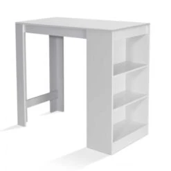 Table De Bar BARTH 2 à 4 Personnes Bois Blanc Plateau Blanc