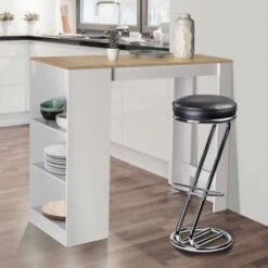 Table De Bar BARTH 2 à 4 Personnes Bois Blanc Plateau Façon Hêtre 9 Table De Bar BARTH 2 à 4 Personnes Bois Blanc Plateau Façon Hêtre -Homcomes Boutique 11119479 4