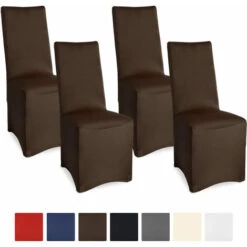 Beautissu Lot De 4 Housses Leona Pour Chaise Marron