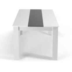 Table à Manger GEORGIA 6 Personnes Blanche Et Grise 140 X 90 Cm -Homcomes Boutique 11869890 4