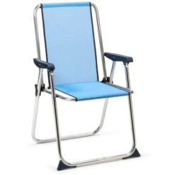 Chaise De Plage Pliante Solenny Avec Dossier Haut Bleu 55x53x89 cm