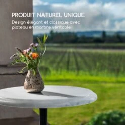 Patras-XS Table De Bistrot Plateau Ø 30cm Fonte & Marbre Blanc -Homcomes Boutique 12990280 3