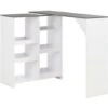 Table De Bar Avec Tablette Amovible Blanc 138x39x110 Cm VidaXL 1 Table De Bar Avec Tablette Amovible Blanc 138x39x110 Cm VidaXL -Homcomes Boutique 13205806 1