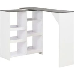 Table De Bar Avec Tablette Amovible Blanc 138x39x110 Cm VidaXL