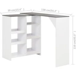 Table De Bar Avec Tablette Amovible Blanc 138x39x110 Cm VidaXL -Homcomes Boutique 13205806 3
