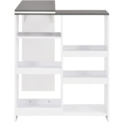 Table De Bar Avec Tablette Amovible Blanc 138x39x110 Cm VidaXL -Homcomes Boutique 13205806 4