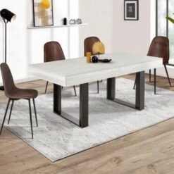 Table à Manger PHOENIX 6 Personnes Bois Gris 160 Cm -Homcomes Boutique 15092128 2