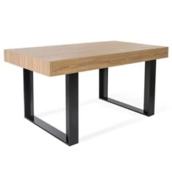 Table à Manger PHOENIX 6 Personnes Bois Et Noir 160 Cm