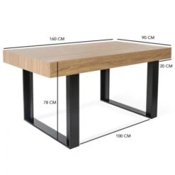 Table à Manger PHOENIX 6 Personnes Bois Et Noir 160 Cm -Homcomes Boutique 15092129 4