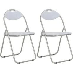 Chaises Pliantes à Manger Lot De 2 Blanc Similicuir VidaXL