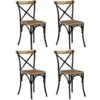 Chaises à Dossier Croisé Lot De 4 Noir Bois De Manguier Massif VidaXL -Homcomes Boutique 16234949 1