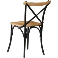 Chaises à Dossier Croisé Lot De 4 Noir Bois De Manguier Massif VidaXL -Homcomes Boutique 16234949 4