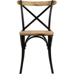 Chaises à Dossier Croisé Lot De 4 Noir Bois De Manguier Massif VidaXL -Homcomes Boutique 16234949 5