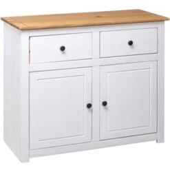 Buffet Blanc 93x40x80 Cm Pin Gamme Panama VidaXL 10 Buffet Blanc 93x40x80 Cm Pin Gamme Panama VidaXL -Homcomes Boutique 16633783 4