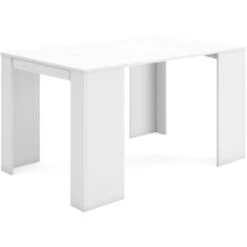 Skraut Home - Table Console Extensible Jusqu'Ă 140 Cm - 78 X 90 X 50 Cm - Finition Blanc