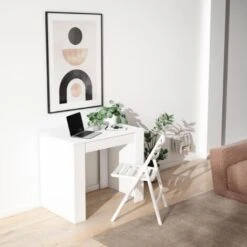 Skraut Home - Table Console Extensible Jusqu'à 140 Cm - 78 X 90 X 50 Cm - Finition Blanc -Homcomes Boutique 16949516 3