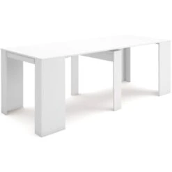 Skraut Home - Table Console Extensible +rallonges Jusqu'à 237 Cm - 78 X 90 X 50 Cm - Blanc