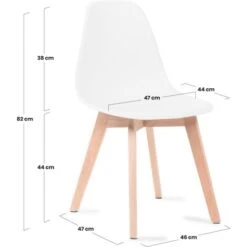 Chaises De Salle à Manger Blanches, Chaises Tulip Avec Dossier Ergonomique En Polypropylène Et Pieds En Bois, Design Scandinave, Pack De 4 Chaises -Homcomes Boutique 18103856 3