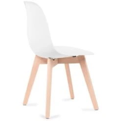 Chaises De Salle à Manger Blanches, Chaises Tulip Avec Dossier Ergonomique En Polypropylène Et Pieds En Bois, Design Scandinave, Pack De 4 Chaises -Homcomes Boutique 18103856 5