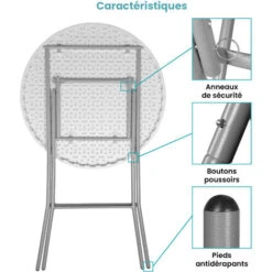 Table Haute Mange Debout Pliante Grand Plateau 80 Cm - Hauteur 1,10M - Table Pliante Mange Debout Grande Capacité Idéal Pour Cérémonies Et Mariages 8 Table Haute Mange Debout Pliante Grand Plateau 80 Cm - Hauteur 1,10M - Table Pliante Mange Debout Grande Capacité Idéal Pour Cérémonies Et Mariages -Homcomes Boutique 18106904 3