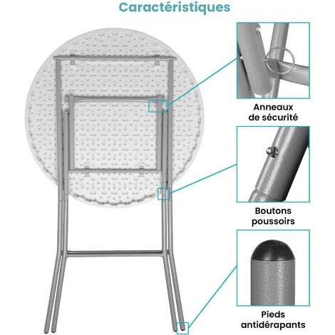 Table Haute Mange Debout Pliante Grand Plateau 80 Cm - Hauteur 1,10M - Table Pliante Mange Debout Grande Capacité Idéal Pour Cérémonies Et Mariages 5 Table Haute Mange Debout Pliante Grand Plateau 80 Cm - Hauteur 1,10M - Table Pliante Mange Debout Grande Capacité Idéal Pour Cérémonies Et Mariages – Image 3