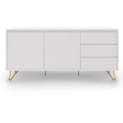 ELOISE - Buffet Enfilade Blanc équipé De 3 Tiroirs Et 2 Portes -Homcomes Boutique 18382193 4