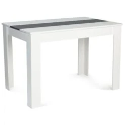 Table à Manger ROZY 4 Personnes Blanche Et Grise 110 Cm