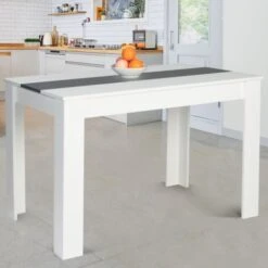 Table à Manger ROZY 4 Personnes Blanche Et Grise 110 Cm -Homcomes Boutique 18400125 5