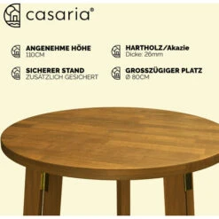 Table Haute Pliable En Bois Massif Naturel 110cm Hauteur Ø 78 Cm Bar Fête Bistrot Jardin évènements Anniversaire -Homcomes Boutique 18473119 4