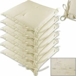 Ensemble De 6 Coussins Boston De Chaise De Jardin Coussin De Siège De Jardin En Polyeste Interieur Exterieur Balcon Jardin Beige -Homcomes Boutique 18476748 4