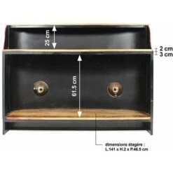 Meuble Bar Noir Avec Plateau En Bois De Manguier Combi -Homcomes Boutique 18478863 4