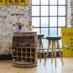 Bar Tonneau En Bois De Manguier Et Métal Solal -Homcomes Boutique 18479735 3