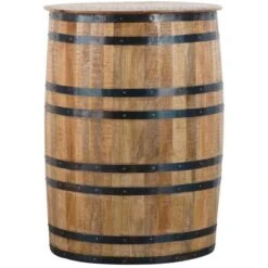 Bar Tonneau En Bois De Manguier Et Métal Solal -Homcomes Boutique 18479735 4