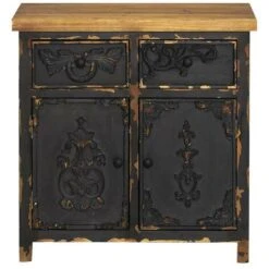 Petit Buffet Noir En Pin Massif Brossé Bastille -Homcomes Boutique 18479881 5