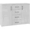 ELTON - Commode Buffet Moderne Salon Séjour Chambre - 110x80x35 Cm - 4 Tiroirs 2 Portes Gloss - Meuble De Rangement -Homcomes Boutique 18516816 1