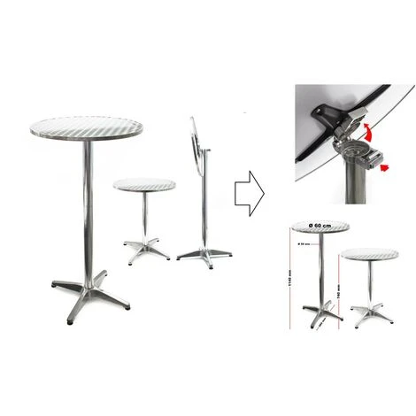 Table Haute De Bar Type Bristot Ø 60 Cm En Aluminium - Pliable Et Réglable 3 Table Haute De Bar Type Bristot Ø 60 Cm En Aluminium - Pliable Et Réglable