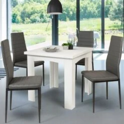 Table à Manger Extensible DONA 6-8 Personnes Blanche 80-160 Cm -Homcomes Boutique 18777852 4