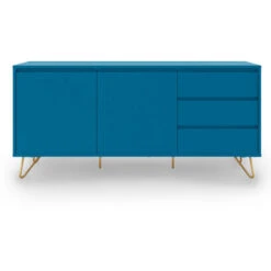 ELOISE - Buffet Enfilade Bleu Canard équipé De 3 Tiroirs Et 2 Portes -Homcomes Boutique 19452308 5