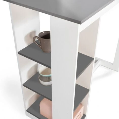 Table De Bar BARTH 2 à 4 Personnes Ajourée Bois Blanc Plateau Gris 6 Table De Bar BARTH 2 à 4 Personnes Ajourée Bois Blanc Plateau Gris – Image 4