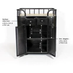 Bar à Roulettes En Métal Noir Paco -Homcomes Boutique 19805725 3