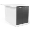 Ilot Central IVO 120 Cm Blanc Et Gris Avec Plan De Travail 2 Ilot Central IVO 120 Cm Blanc Et Gris Avec Plan De Travail -Homcomes Boutique 19935806 1