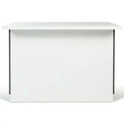 Ilot Central IVO 120 Cm Blanc Et Gris Avec Plan De Travail -Homcomes Boutique 19935806 5