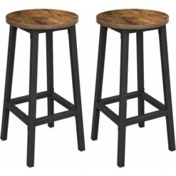 VASAGLE Tabourets Hauts, Lot De 2, Chaises De Bar, Siège De Cuisine, Cadre En Acier, Hauteur 65 Cm, Montage Facile, Style Industriel, Marron Rustique Et Noir Par SONGMICS LBC32X