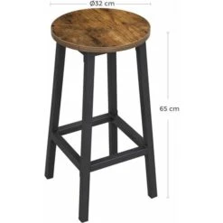 VASAGLE Tabourets Hauts, Lot De 2, Chaises De Bar, Siège De Cuisine, Cadre En Acier, Hauteur 65 Cm, Montage Facile, Style Industriel, Marron Rustique Et Noir Par SONGMICS LBC32X -Homcomes Boutique 20110860 5