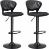 Songmics Tabourets De Bar, Lot De 2, Hauteur Réglable, Assise Rembourrée, Dossier En Forme De Couronne, Tissu Respirant, Pivotant, Pour Cuisine, Bar, Noir LJB04BK -Homcomes Boutique 23750412 1
