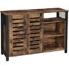 Songmics Meuble De Rangement, Buffet, Avec Placard 2 Portes, étagères Réglables, 110 X 33 X 75 Cm, Style Industriel, Marron Rustique Et Noir -Homcomes Boutique 23845194 1
